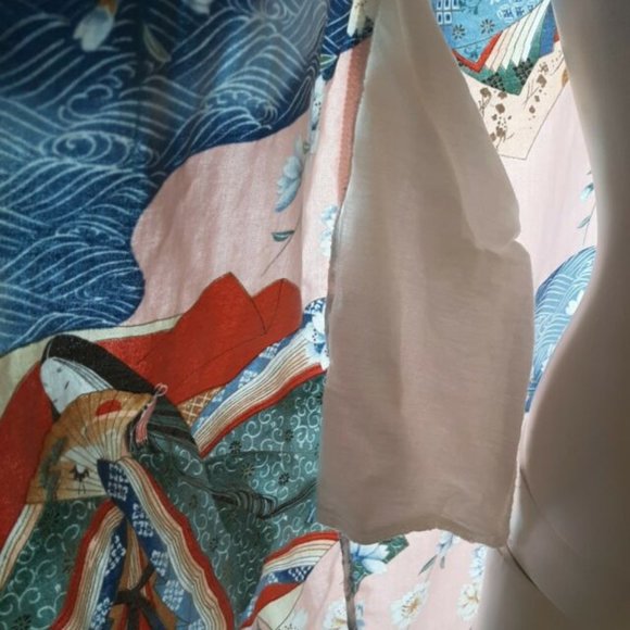 ICHI BAN Oriental 100% Cotton Floral Kimono Robe Made in Japan Vtg - Picture 4 of 8